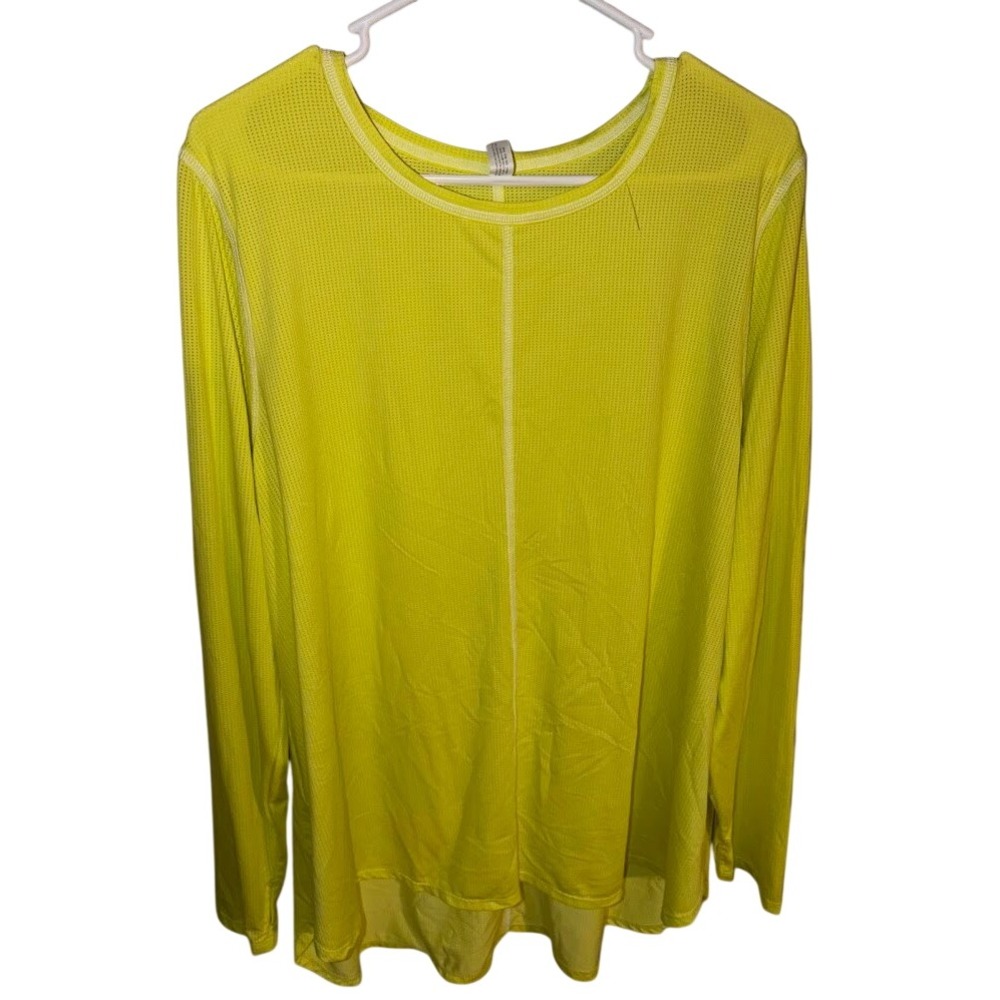 Livi Lane Bryant Women Plus Size 18/20 Neon Yellow Mesh Long Sleeve Active Top